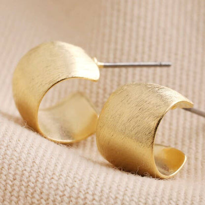 Brushed Wide Huggie Hoop Earrings
