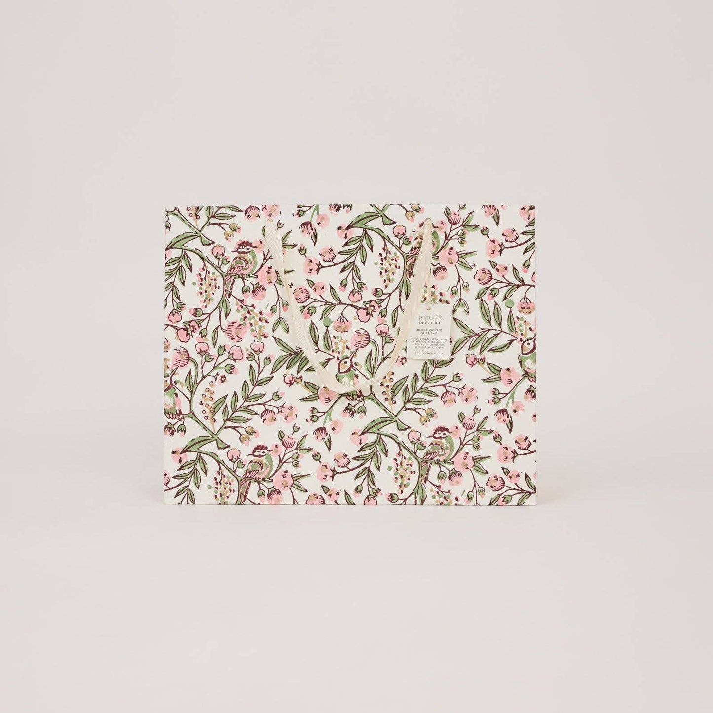 Hand Block Printed Gift Bags (Large) - Blush Refresh