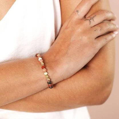 Autumnal Mixed Beaded Bracelet in Gold