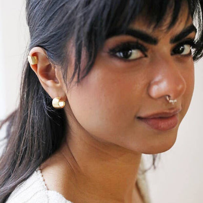 Brushed Wide Huggie Hoop Earrings