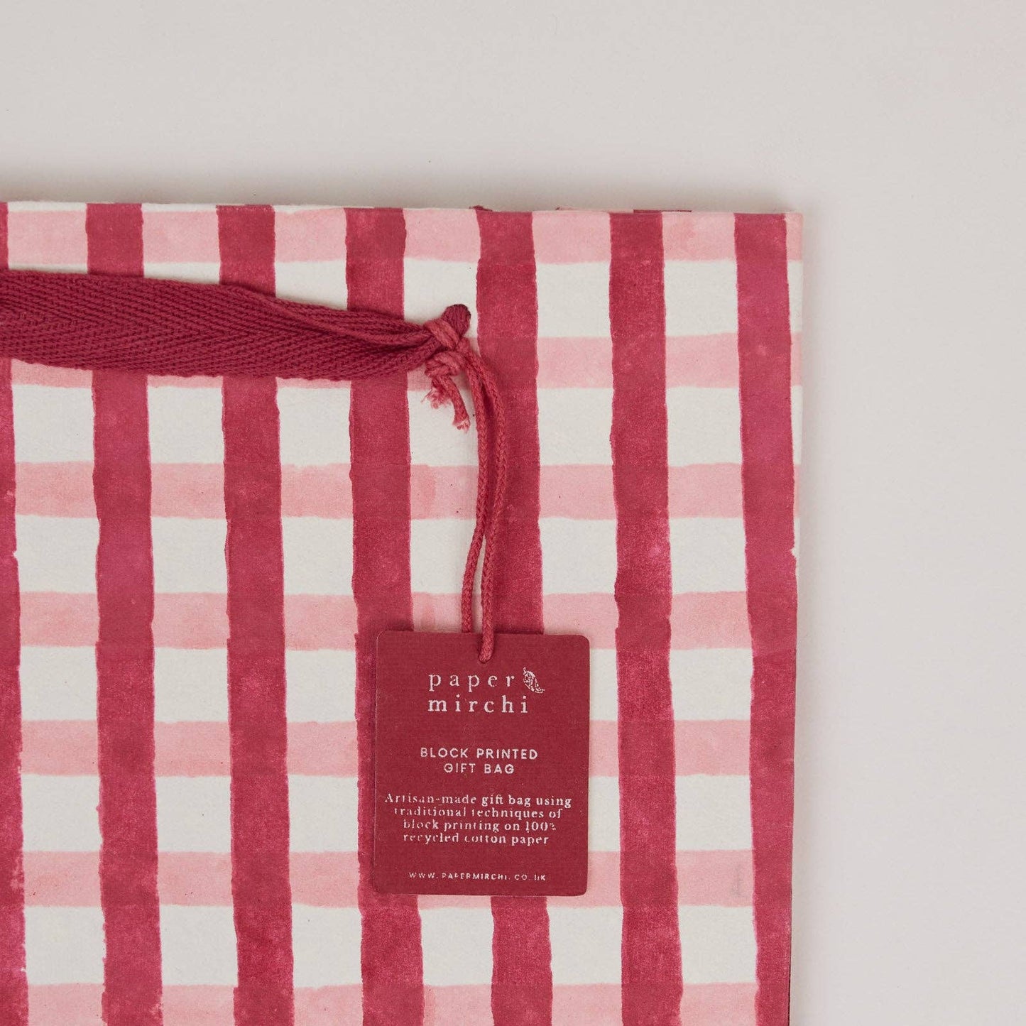 Block Printed Gift Bags (Medium) - Christmas Pudding