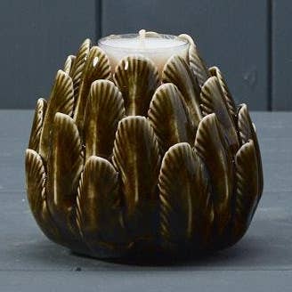 Green Ceramic Flower Tealight