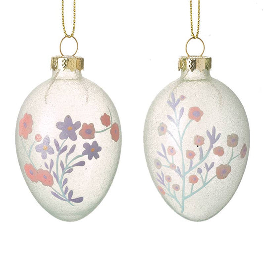 Hanging Floral Pattern Glass Egg Mix