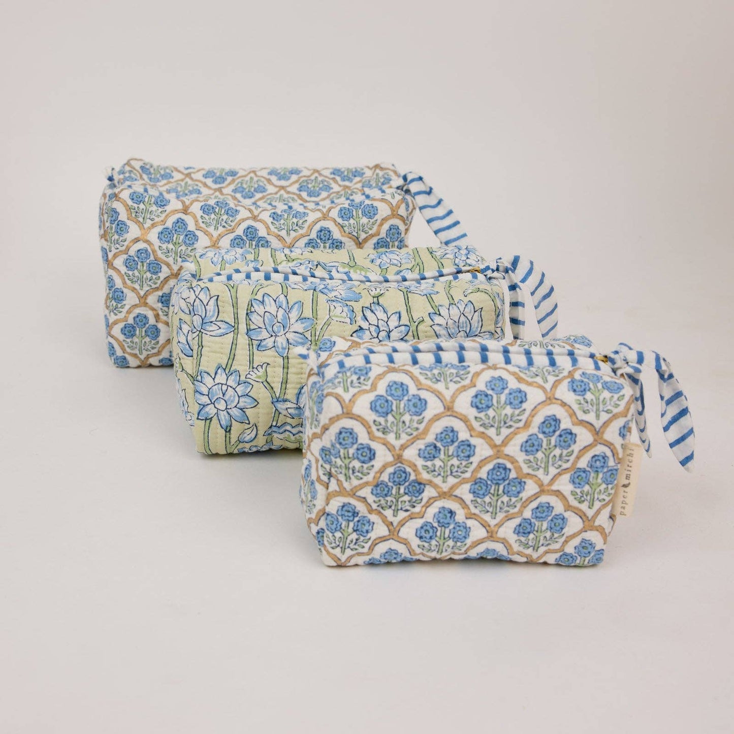 Organic Cotton Toiletry Bag (Small) - Trellis Indigo