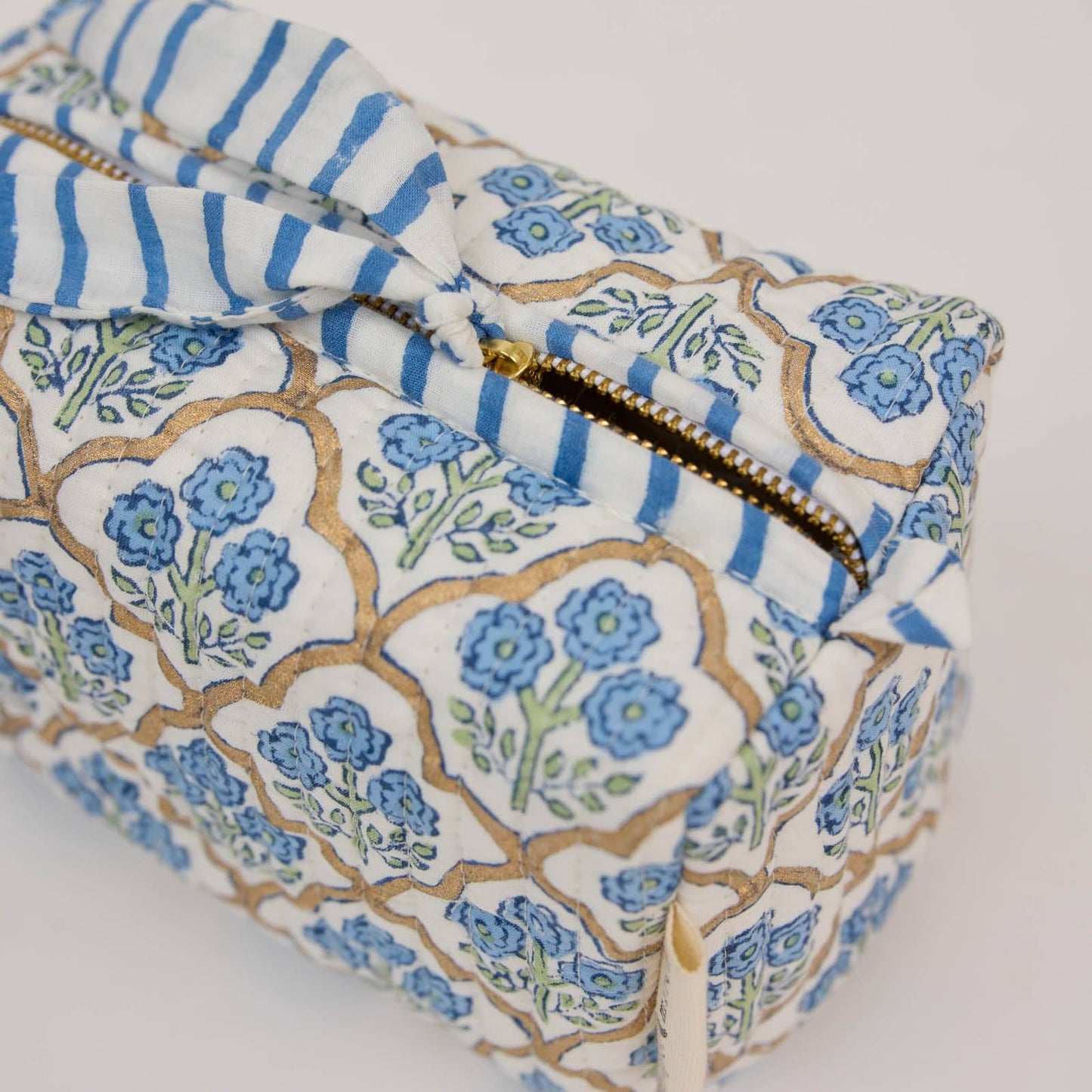 Organic Cotton Toiletry Bag (Small) - Trellis Indigo