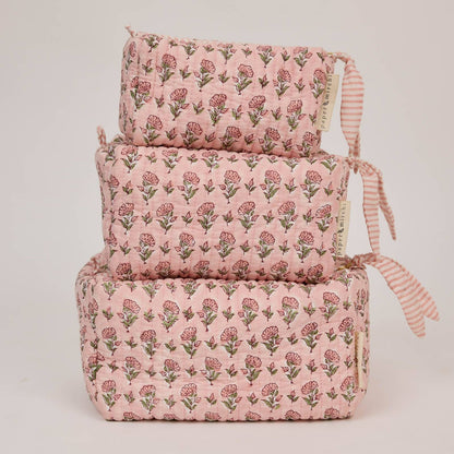 Organic Cotton Toiletry Bag (Small)  - Ditsy Floral Blush
