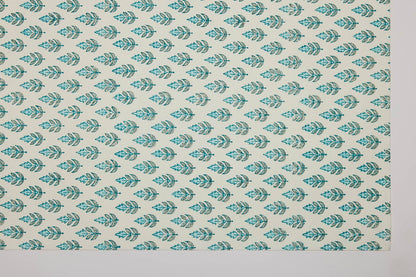 Block Printed Wrapping Paper Sheets - Buti Turquoise