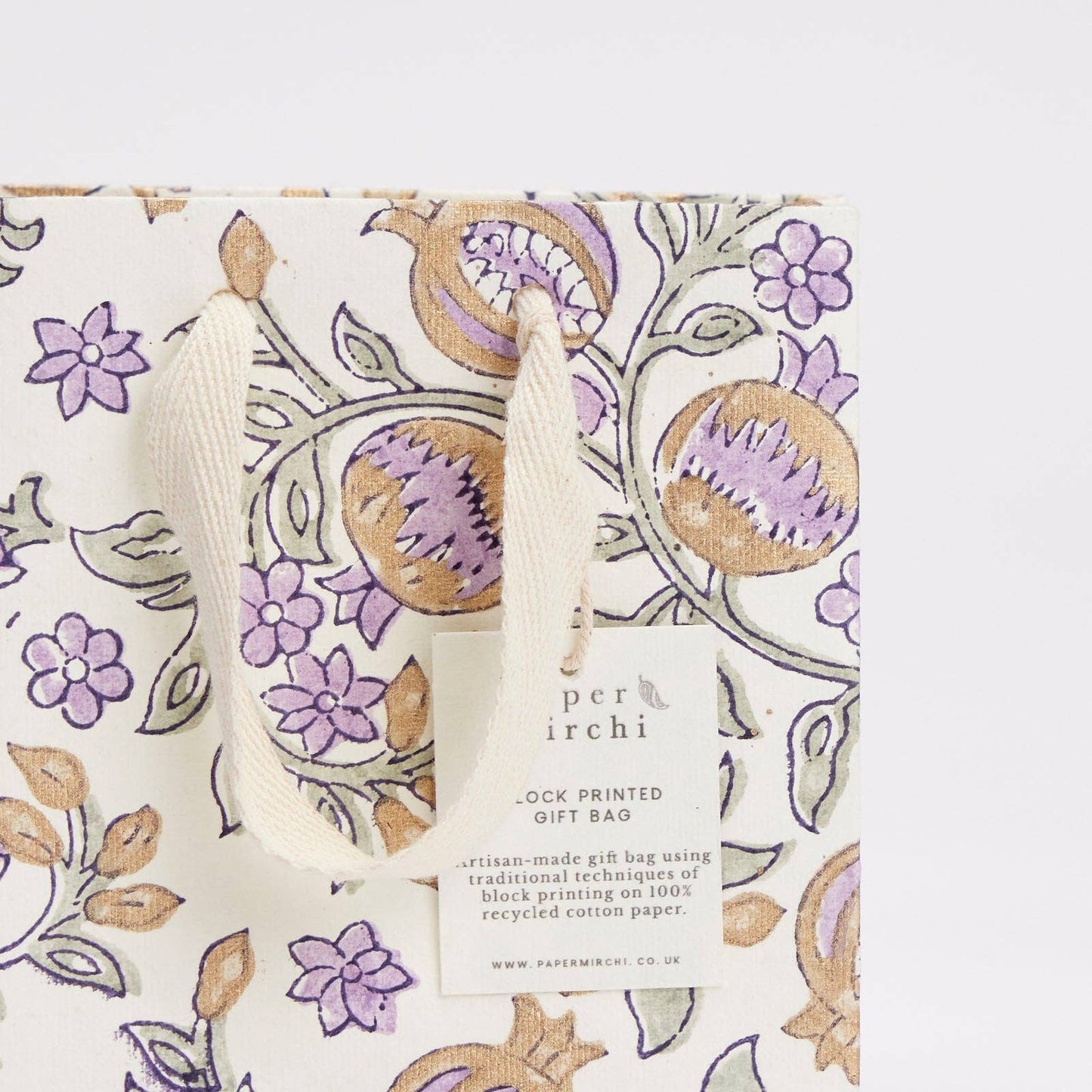 Block Printed Gift Bags (Small) - Lavender