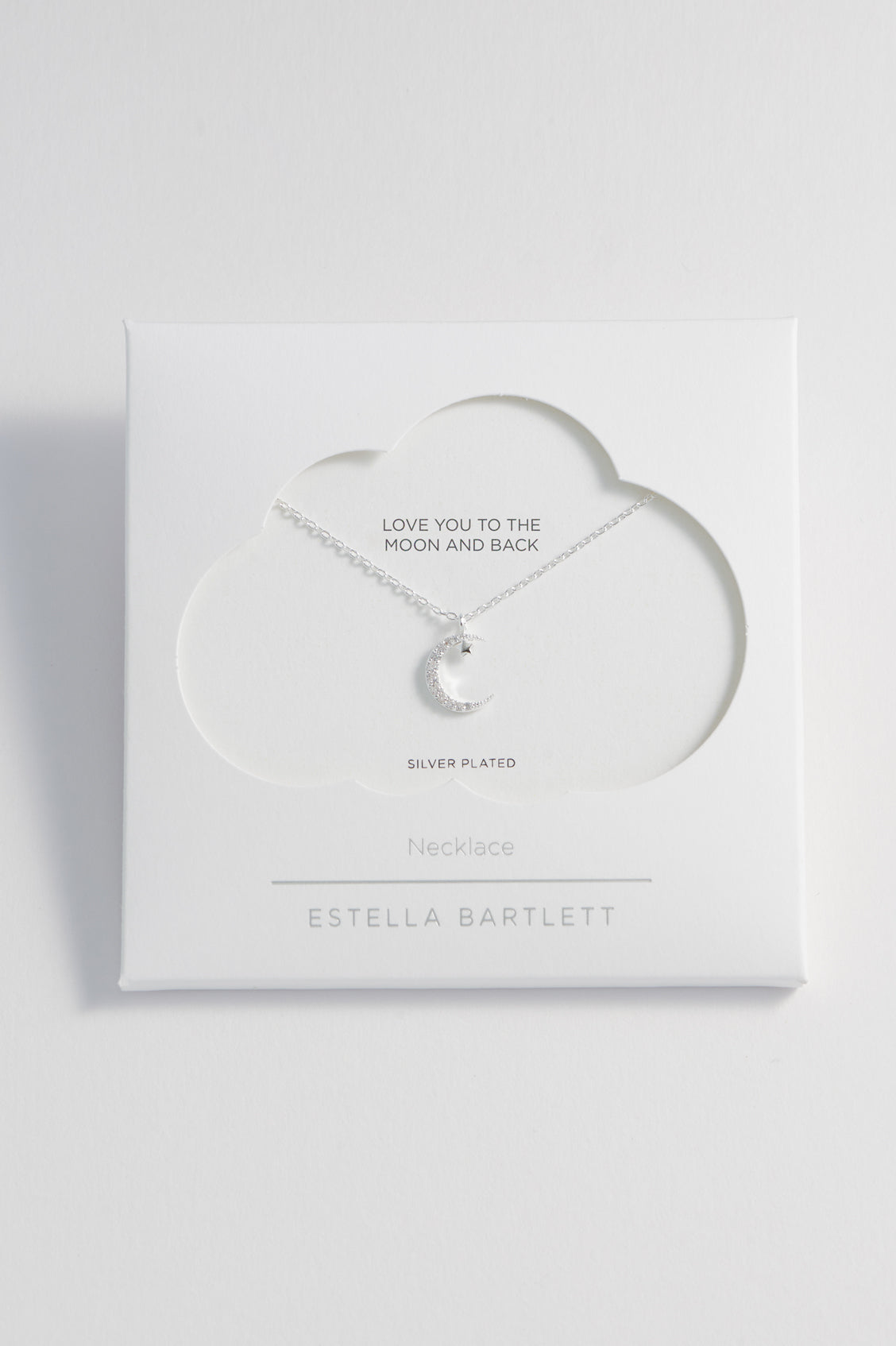 Moon & Star Necklace - Silver Plated