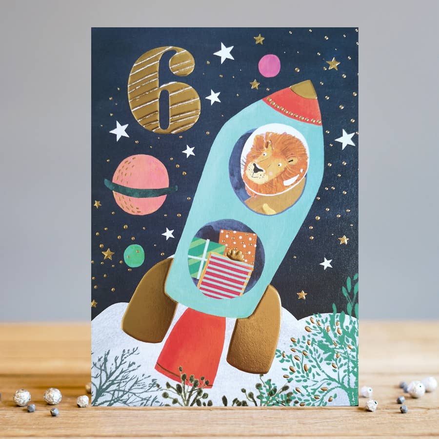 Age 6 | Rocket Birthday Card | Milestone Age | Kids Cards