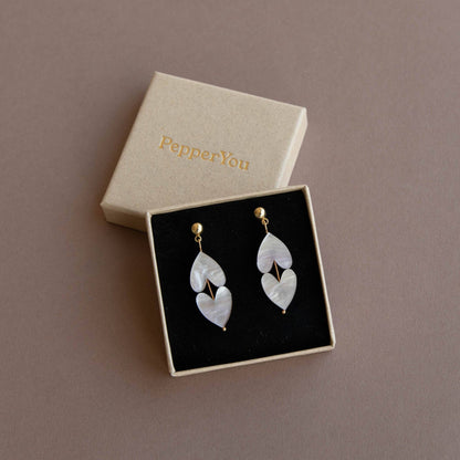 Queen of Hearts Drop Earrings in Marble White