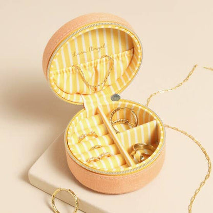 Souvenir Round Linen travel Jewellery Case Tangerine