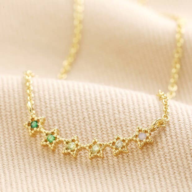 Ombre Crystal Star Bar Necklace in Gold