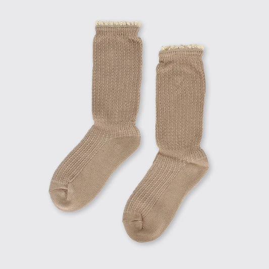 Fine Knit Beige Socks