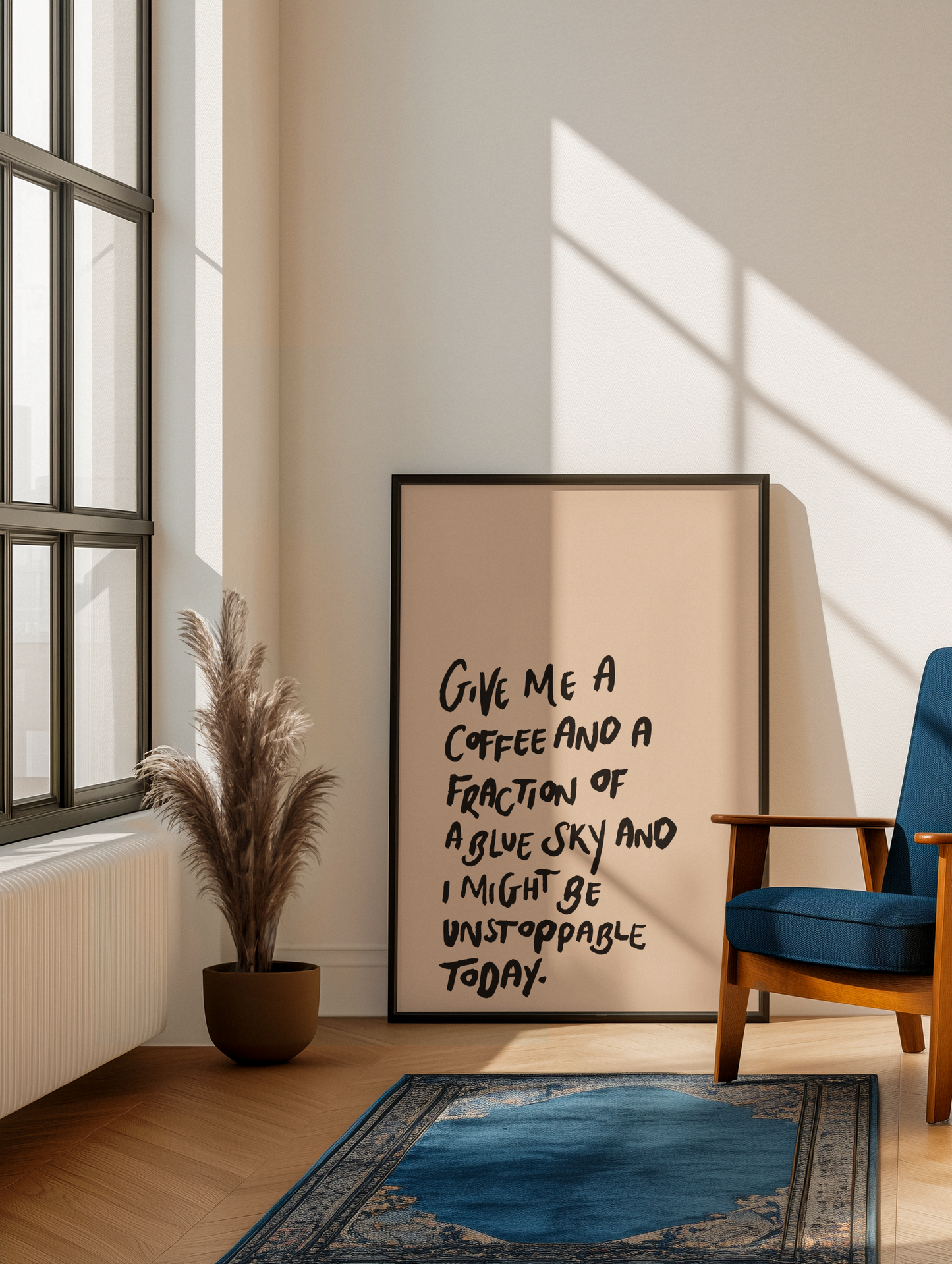 Give me a coffee and a blue sky print 