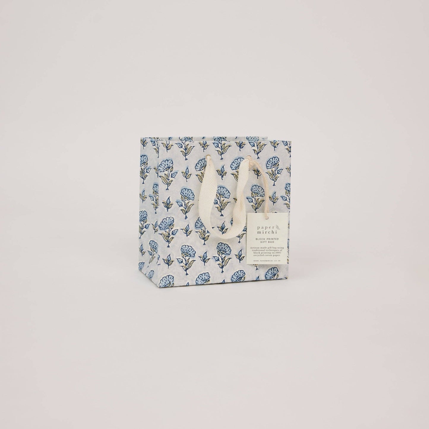Hand Block Printed Gift Bags (Small) - Blue Stone Refresh