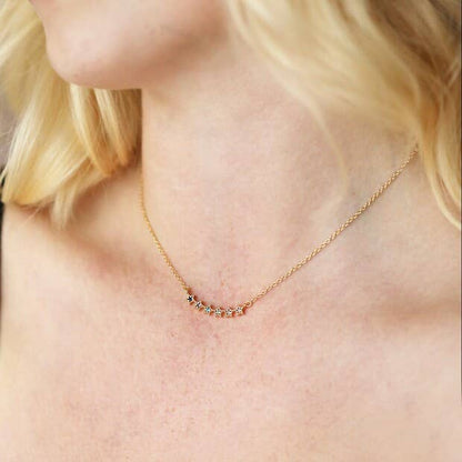 Ombre Crystal Star Bar Necklace in Gold