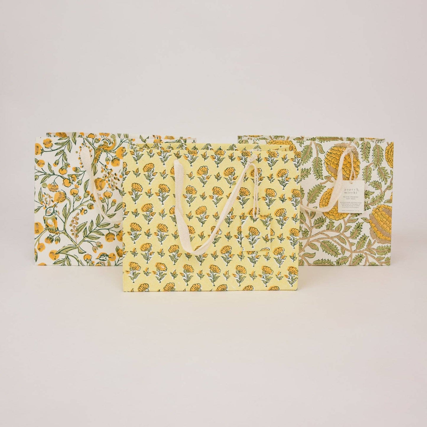 Hand Block Printed Gift Bags (Medium) - Sunshine Refresh