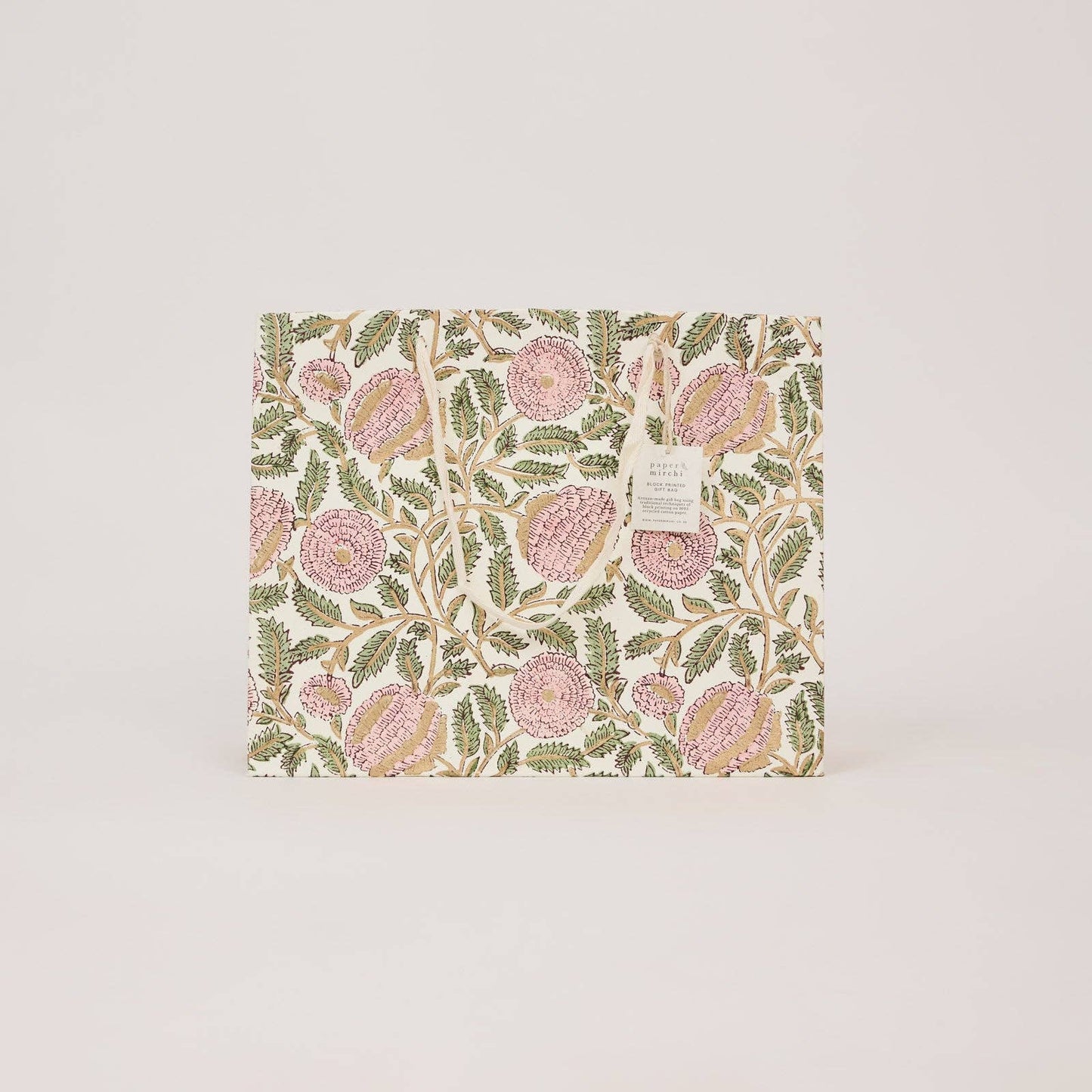 Hand Block Printed Gift Bags (Large) - Blush Refresh