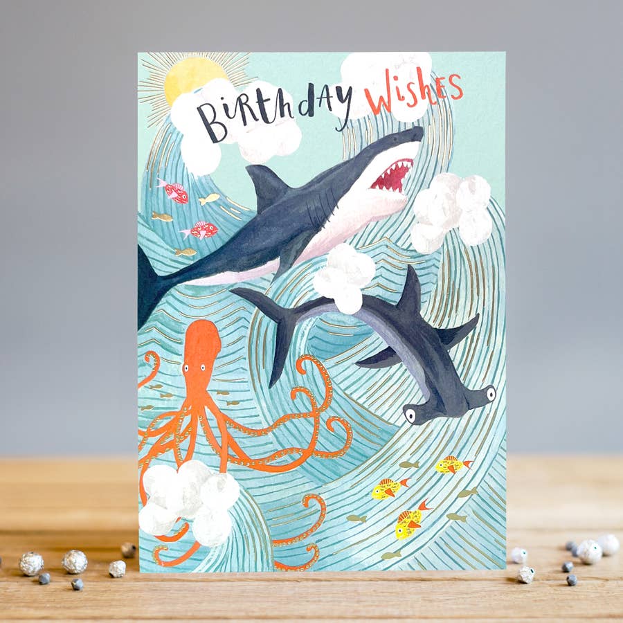 Male Birthday | Sharks Birthday Card | Child Birthday