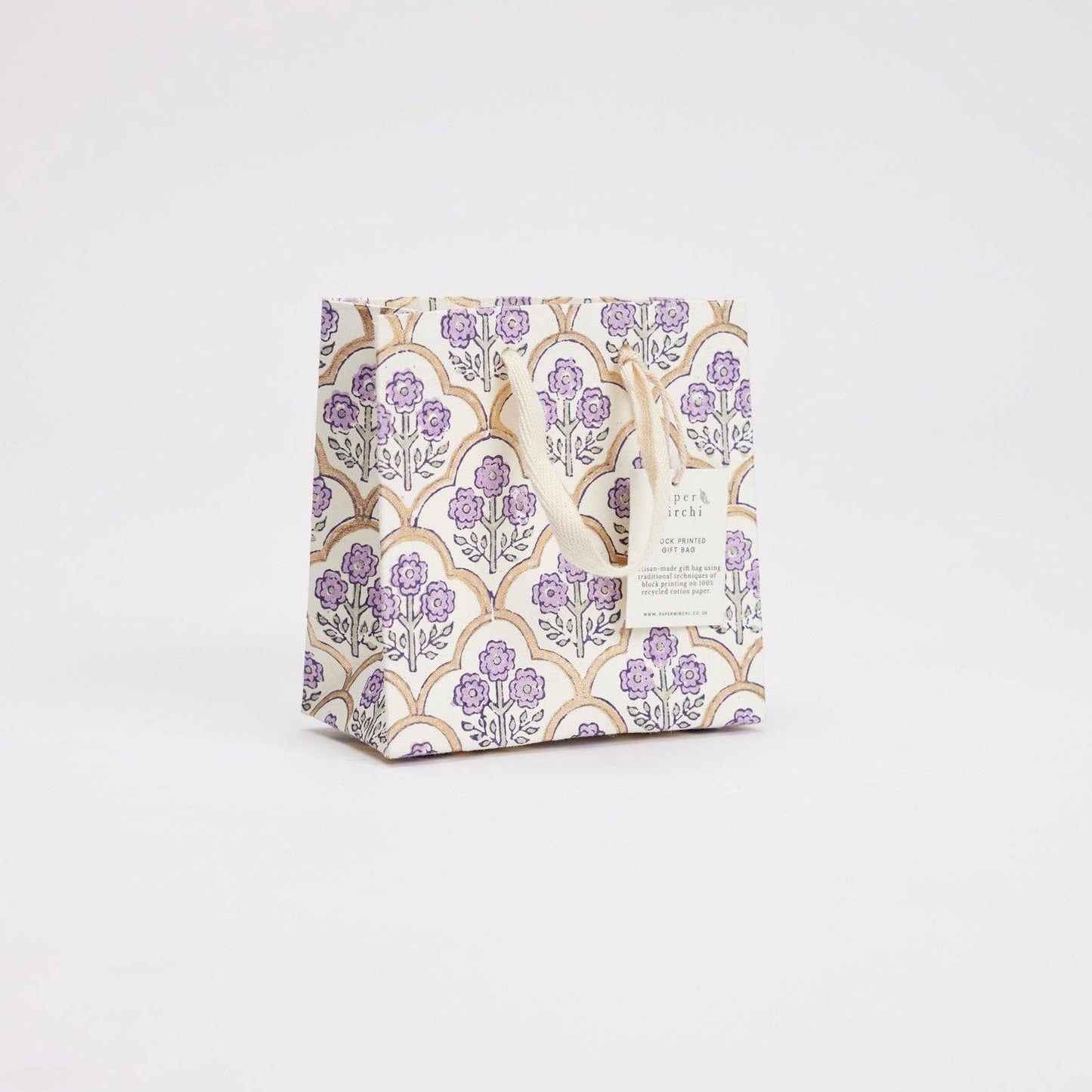 Block Printed Gift Bags (Small) - Lavender
