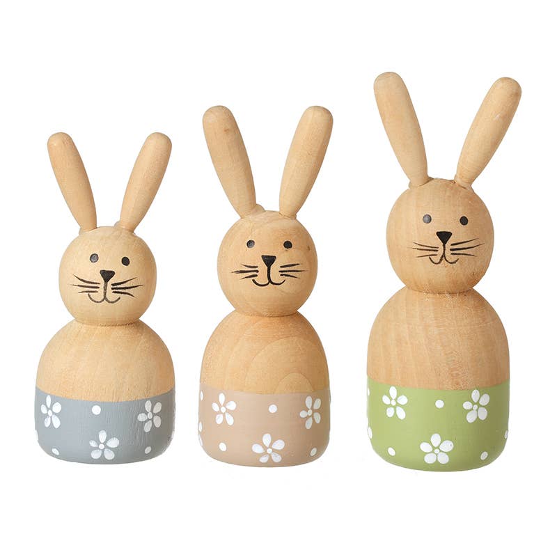 WOODEN BUNNY PASTEL FAMILY SET