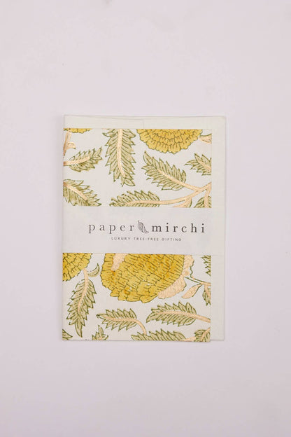 Hand Block Printed Greeting Card - Marigold Glitz Sunshine