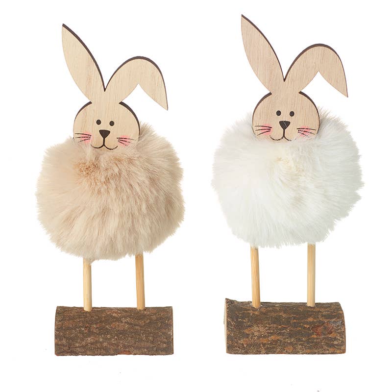 Fluffy Standing Bunny | beige | white