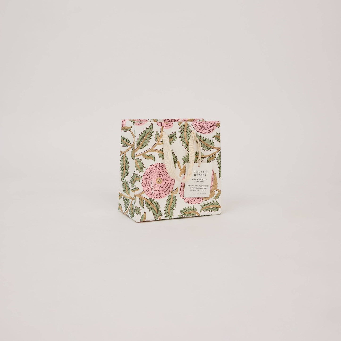 Hand Block Printed Gift Bags (Small) - Blush Refresh