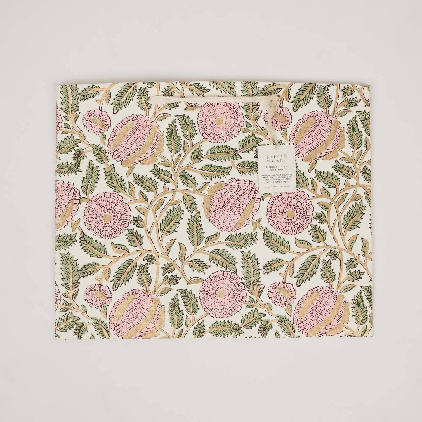 Hand Block Printed Gift Bags (Large) - Blush Refresh