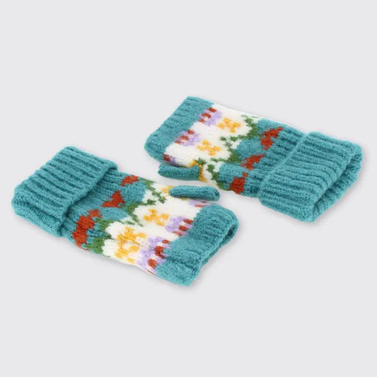 Carla Fingerless Gloves- Blue