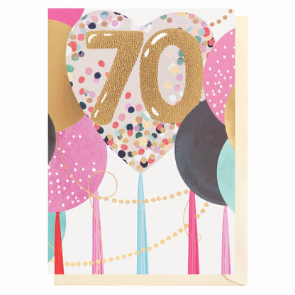 70th Birthday Balloons | Female Birthday Card | Female Ages