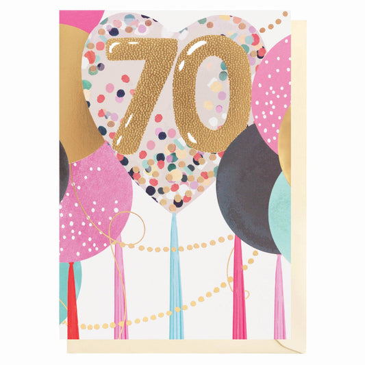 70th Birthday Balloons | Female Birthday Card | Female Ages