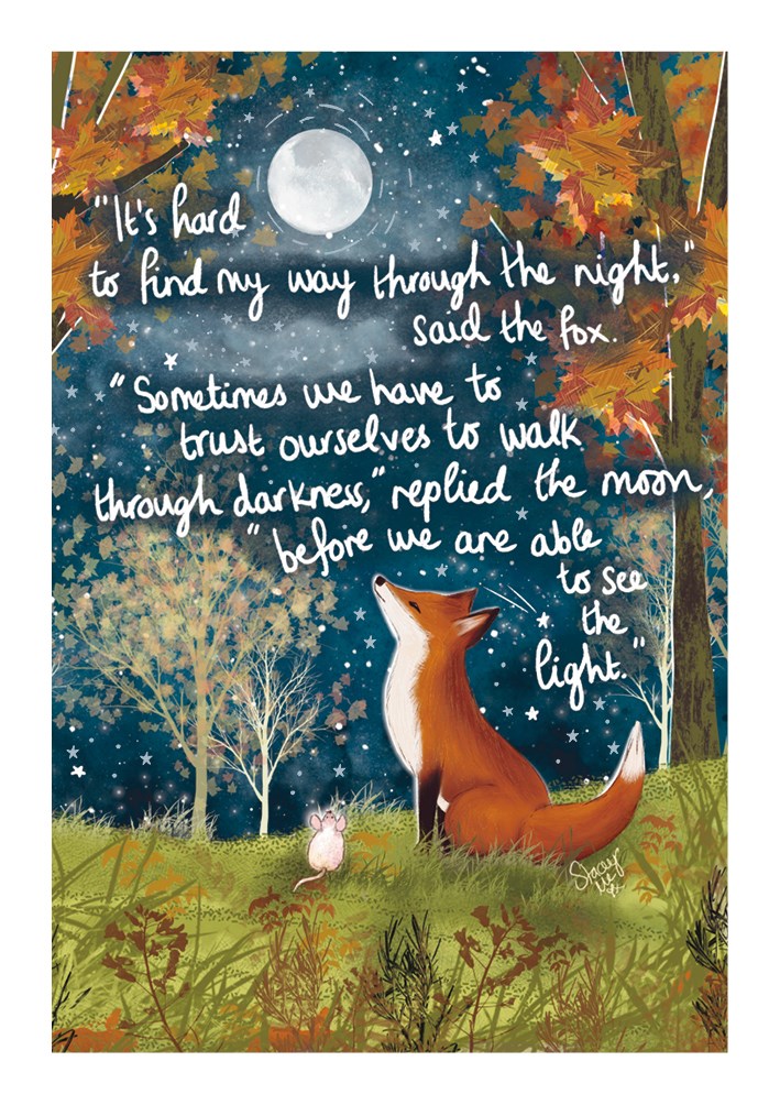 Fox Under The Moon - Walk Through The Darkness Card