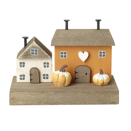 Autumnal Houses With Pumpkins