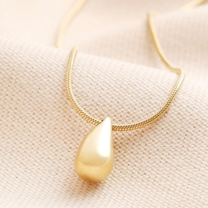 Stainless Steel Teardrop Necklace in Gold