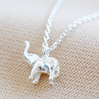 Tiny Elephant Pendant Necklace in Silver